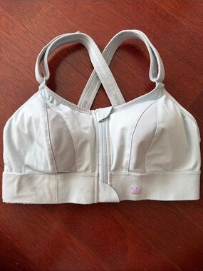 SHEFIT Light Blue Front-Zip Crossback Sports Bra